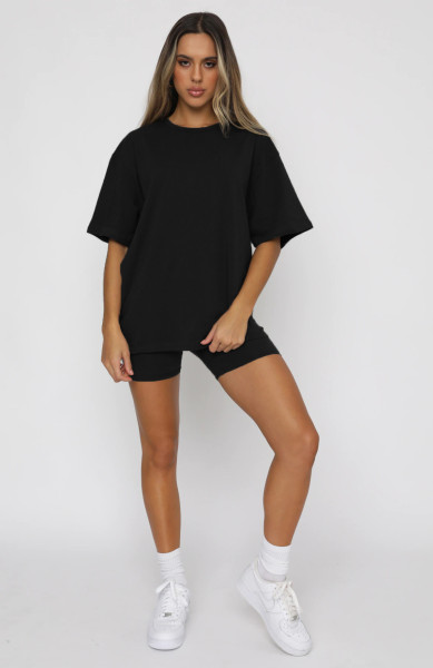 Solid color short sleeved round neck pullover top urban casual shorts fashion set