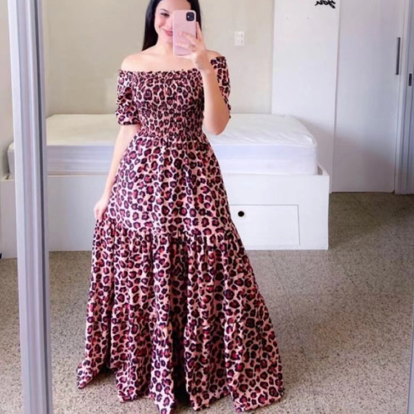 Off shoulder floral fashion off shoulder long printed skirt