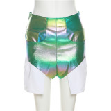 Fashionable Colorful Pocket High Waist Wrapped Hip Tight Casual Shorts