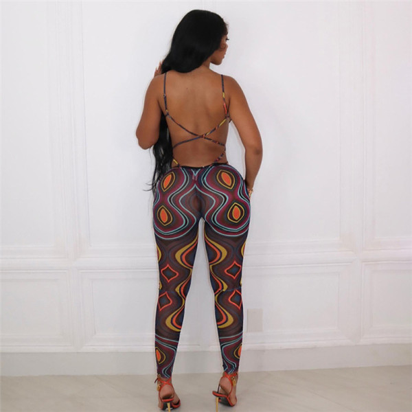 Women's sleeveless slim fitting high waisted sports jumpsuit pants