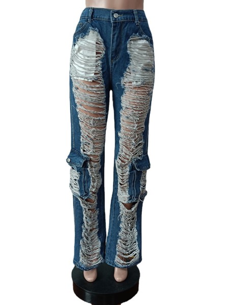Fashion casual distressed denim pants