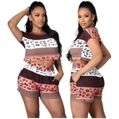 Round neck striped print sexy set