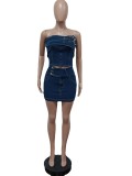 Denim bra skirt elastic set