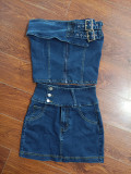 Denim bra skirt elastic set
