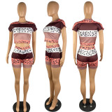 Round neck striped print sexy set