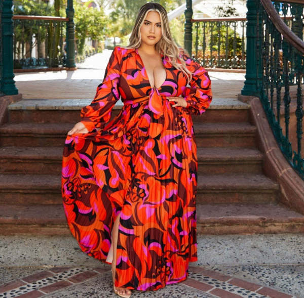 Women's printed long sleeved skirt set