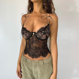 Lace Perspective Strap Sexy Chest Show Tank Top