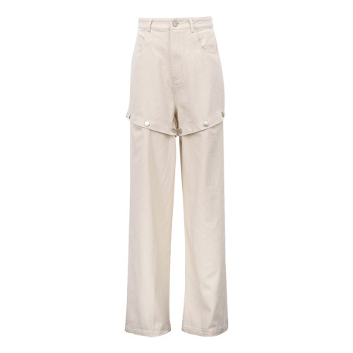Casual pants with detachable high waisted straight leg pants and wide leg pants
