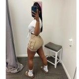 Fashion Street Shooting Thin Solid Lace Up Short Top