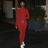 High Collar Embroidery Slim Fit Fitness Jumpsuit Fashion Show Chest Lift Hip Pants