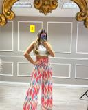 Printed wide leg casual pants