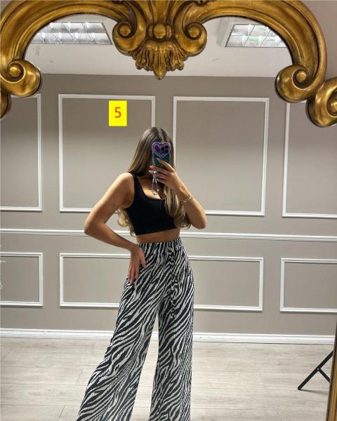 Printed wide leg casual pants
