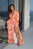 Women's printed long sleeved skirt set