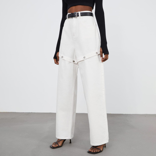 Casual pants with detachable high waisted straight leg pants and wide leg pants