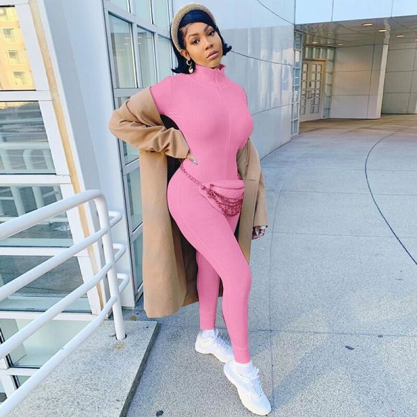 High Collar Embroidery Slim Fit Fitness Jumpsuit Fashion Show Chest Lift Hip Pants