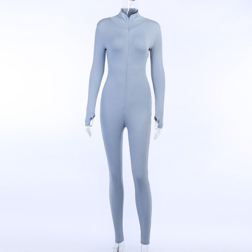 High Collar Embroidery Slim Fit Fitness Jumpsuit Fashion Show Chest Lift Hip Pants