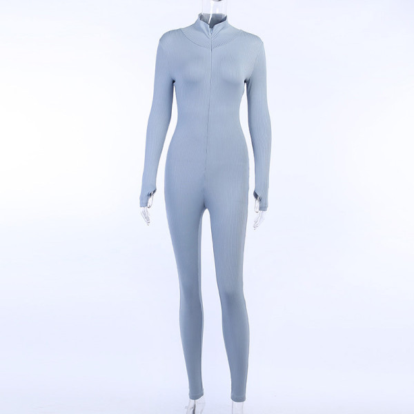 High Collar Embroidery Slim Fit Fitness Jumpsuit Fashion Show Chest Lift Hip Pants