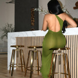 Sexy Off Back Off Shoulder Fashion One Shoulder Off Back Split Dress