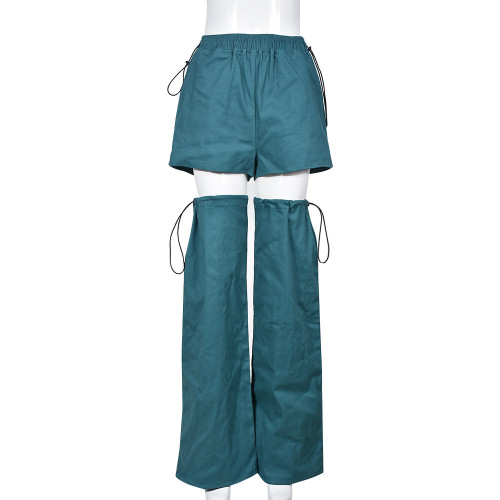 Trendy lace up detachable casual pants