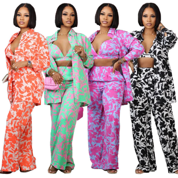 Sexy printed pants three piece set