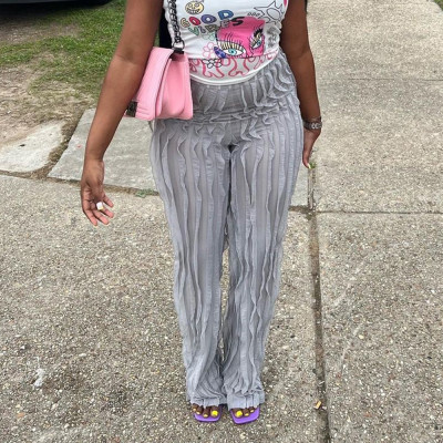 Personalized mesh drawstring slim casual pants
