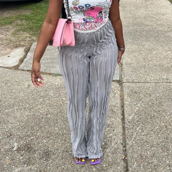 Personalized mesh drawstring slim casual pants