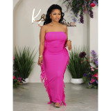 Bra tight split tassel fat woman outfit