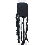Personalized trend patchwork tassel wrap buttocks skirt
