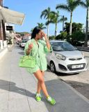 Striped shirt shorts two-piece set