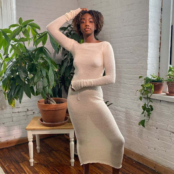 Women's Sexy Slim Fit Wrapped Hip Women's Sweater Dress