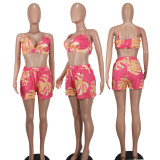 Fashionable and Sexy Printed Three Piece Set with Four Sides Snap