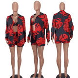 Fashionable and Sexy Printed Three Piece Set with Four Sides Snap
