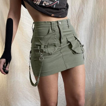 Workwear Denim skirt Asymmetrical design pocket wrap hip skirt skirt Workwear Denim skirt Asymmetrical design pocket wrap hip skirt skirt