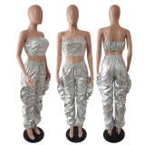 Hot stamping new personality street hip-hop nightclub two-piece set