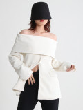 Design Sense Small Suit One line Neck Off Shoulder Long Sleeve Suit Coat