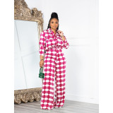Geometric Pattern Long Sleeve Button Pocket Shirt Set