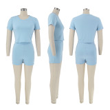 Candy sports casual short sleeved shorts two-piece set