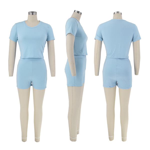 Candy sports casual short sleeved shorts two-piece set