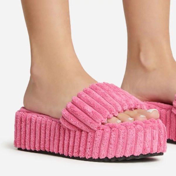 Women's suede thick sole slippers, solid color