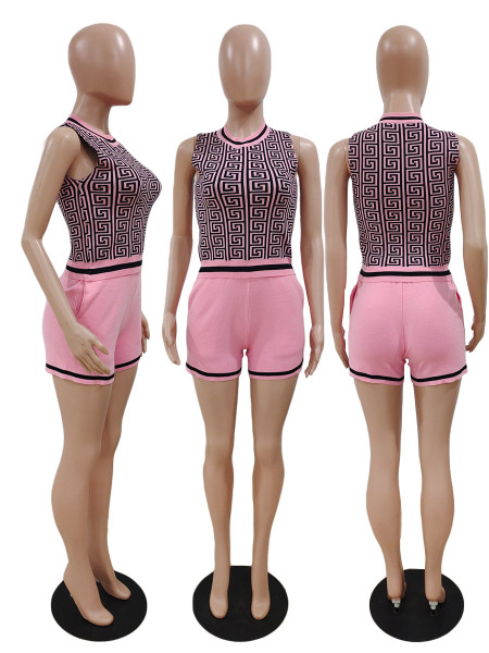 Knitted sweater sleeveless two-piece set with pockets