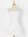 Off shoulder bra embroidered embroidered short skirt dress