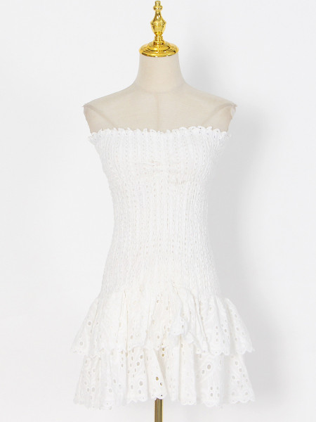 Off shoulder bra embroidered embroidered short skirt dress