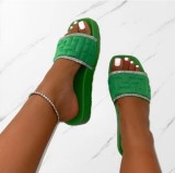 Sequin straight line comfortable flat bottomed slippers for women
