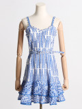 Heavy Industry Embroidery Sexy Hanging Strap Ruffled Dress with Waist Closure for a Slim and Elegant Short Style Dress