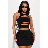 Sexy Hollow Sleeveless Two Piece Set