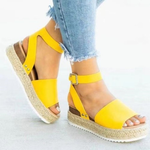Thick sole wide strap casual buckle sandals