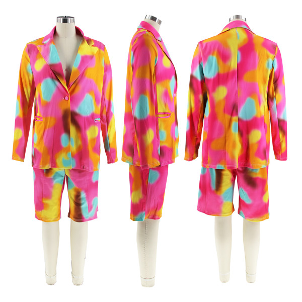 Women's suit, jacket, shorts, two-piece printed casual wear