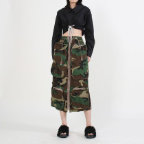 Heavy Industry Zipper Large Pocket Mid length Skirt High Waist Work Dress Half length Skirt Heavy Industry Zipper Large Pocket Mid length Skirt High Waist Work Dress Half length Skirt