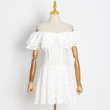 Embroidered Hollow Waist Waist Show Thin Dress