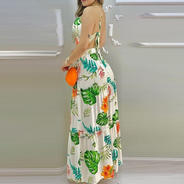 Women's printed fresh and sweet casual fashion sexy skirt set
